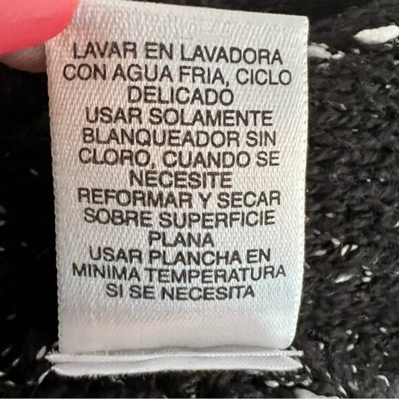 𝅺LIZ Claiborne Marled Open Front Cardigan Sweater Black White Grey Pockets L - Picture 12 of 12